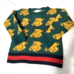GUCCI - Authentic teddy bear sweater. Kids Size 5 green yellow blue red unisex